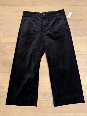 NWT Anthropologie Maeve Colette Black Velvet Wide Leg Pants Size 33